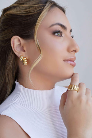 Brinco Argola Gomos Lisos 2.0 cm Banhado a Ouro 18K