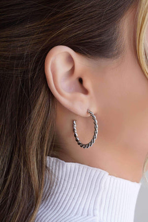 Brinco Argola Torcida 3.1 cm Ródio Branco