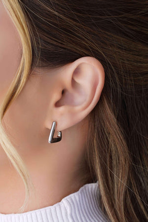 Brinco Argola Triangular Lisa 1.6 cm Ródio Branco