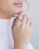 Anel Ajustável Abaulado Liso Tamanho M Ródio Branco