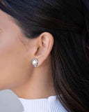 Brinco Redondo Liso com Detalhe Ródio Branco