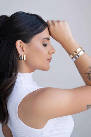 Brinco Argola Quadrada Lisa 1.9 cm Banhado a Ouro 18K