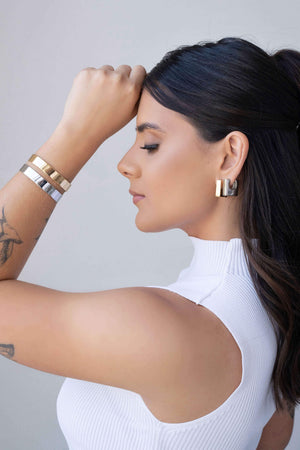 Brinco Argola Quadrada Lisa 1.9 cm Ródio Branco