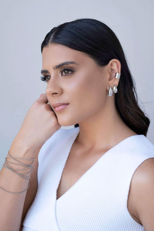 Brinco Gota Frisada 2.2 cm Ródio Branco