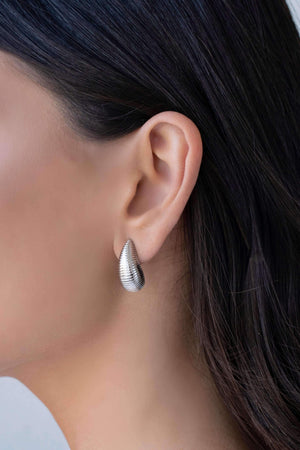 Brinco Gota Frisada 2.2 cm Ródio Branco