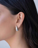 Brinco Gota Frisada 2.2 cm Ródio Branco