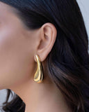 Brinco Gota Lisa 5.0 cm Banhado a Ouro 18K