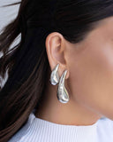 Brinco Gota Lisa 5.0 cm Ródio Branco