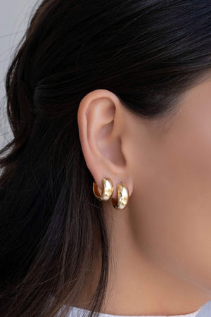 Brinco Argola Click Lisa 1.3 cm Banhado a Ouro 18K