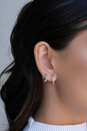 Brinco Argola Click Grumet 1.4 cm Ródio Branco