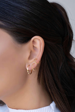 Brinco Argola Reta Lisa 1.4 cm Banhado a Ouro 18K