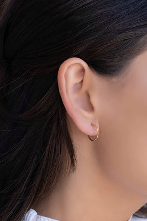 Brinco Argola Reta Lisa 1.4 cm Banhado a Ouro 18K