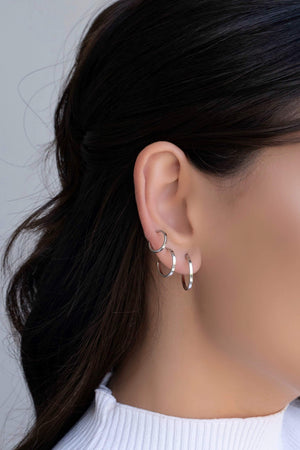 Brinco Argola Reta Lisa 1.4 cm Ródio Branco