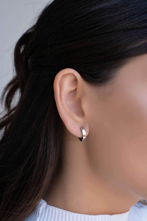 Brinco Argola Click Reta Lisa 1.3 cm Ródio Branco