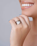 Anel Filetes Coração Cravejado Tamanho 17 Ródio Branco