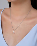 Gargantilha Veneziana Letra A Cravejada Cristal Ródio Branco - 45 cm