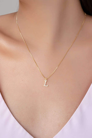 Gargantilha Veneziana Letra L Cravejada Cristal Banhado a Ouro 18K - 45 cm