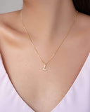 Gargantilha Veneziana Letra L Cravejada Cristal Banhado a Ouro 18K - 45 cm