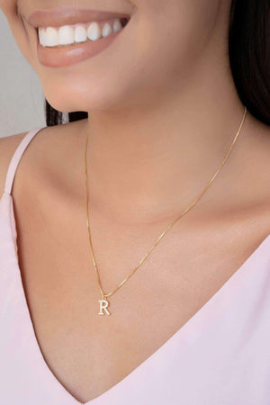 Gargantilha Veneziana Letra R Cravejada Cristal Banhado a Ouro 18K - 45 cm