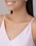 Gargantilha Veneziana Letra R Cravejada Cristal Ródio Branco - 45 cm