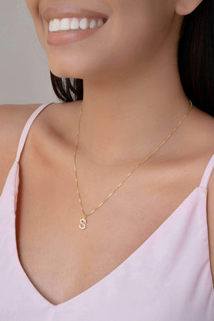 Gargantilha Veneziana Letra S Cravejada Cristal Banhado a Ouro 18K - 45 cm