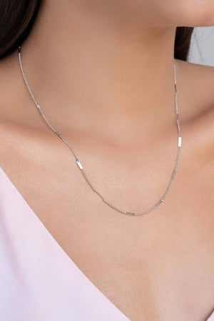 Gargantilha Grumet Achatada Ródio Branco - 45 cm