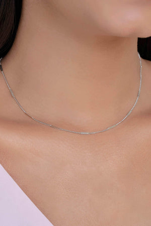 Choker Grumet Achatada Ródio Branco - 33 cm