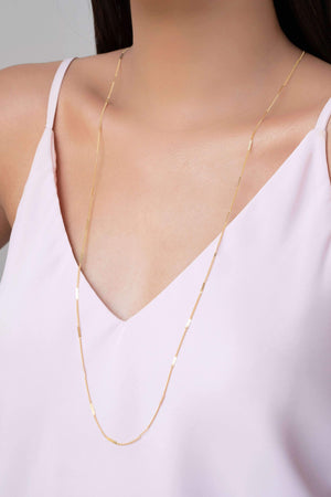 Gargantilha Longa Grumet Achatada Banhado a Ouro 18K - 80 cm