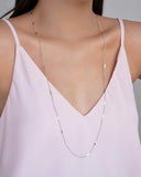 Gargantilha Longa Grumet Achatada Ródio Branco - 80 cm