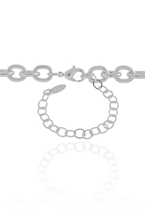 Gargantilha Elos Ovais 8 mm Ródio Branco - 45 cm