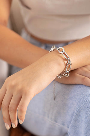 Pulseira Elos Ovais 12 mm Ródio Branco