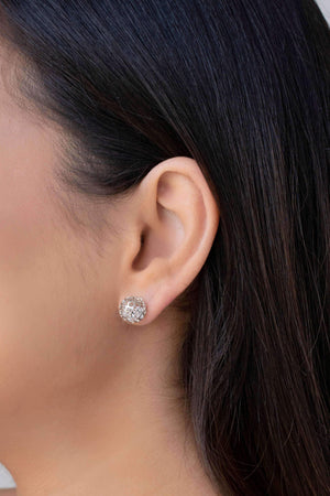 Brinco Bola Vazada Cristal 1.0 cm Ródio Branco