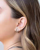 Ear Hook Dois Filetes Lisos 2.5 cm Ródio Branco