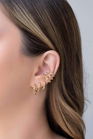 Piercing Filetes Martelados Banhado a Ouro 18K