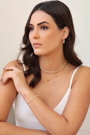 Brinco Argola Click Pérolas 2.3 cm Banhado a Ouro 18K