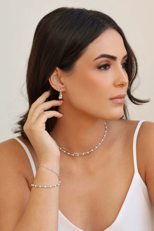 Brinco Argola Click Pérolas 2.3 cm Ródio Branco