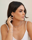 Brinco Argola Click Pérolas 2.3 cm Ródio Branco