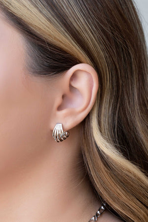 Brinco Argola Filetes 1.6 cm Ródio Branco