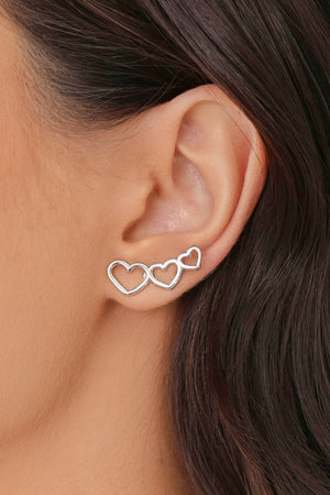 Ear Cuff Corações Vazados 2.3 cm Ródio Branco