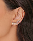 Ear Cuff Corações Vazados 2.3 cm Ródio Branco