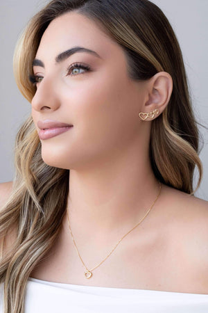 Gargantilha Veneziana Coração Vazado Banhado a Ouro 18K - 45 cm