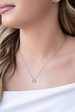 Gargantilha Veneziana Coração Vazado Ródio Branco - 45 cm