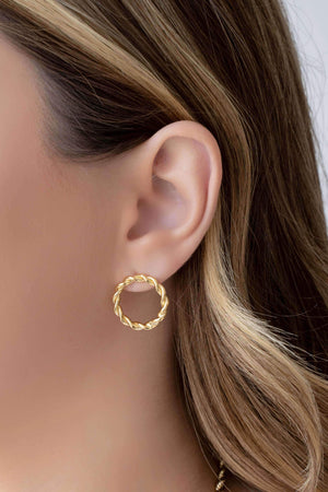 Brinco Argola Torcida 2.0 cm Banhado a Ouro 18K