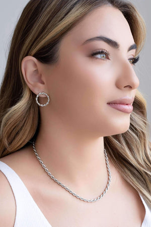 Brinco Argola Torcida 2.0 cm Ródio Branco