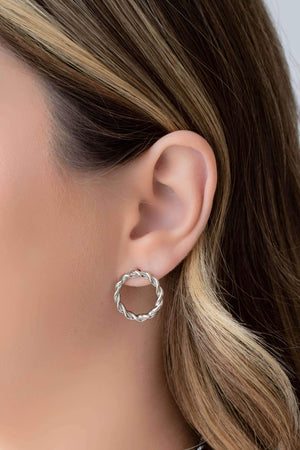 Brinco Argola Torcida 2.0 cm Ródio Branco