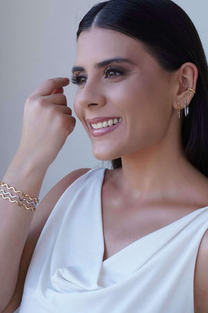 Bracelete Ondas Liso Ródio Branco