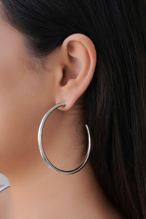 Brinco Argola Tubo 6.5 cm Ródio Branco