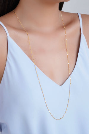 Gargantilha Longa Grumet Plaquinhas Banhado a Ouro 18K - 80 cm