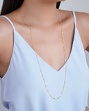 Gargantilha Longa Grumet Plaquinhas Banhado a Ouro 18K - 80 cm