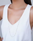 Gargantilha Longa Grumet Plaquinhas Ródio Branco - 80 cm